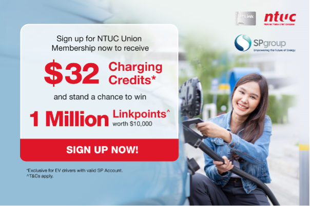 $32 Free EV Charging Credits for New NTUC Union Members - Extended