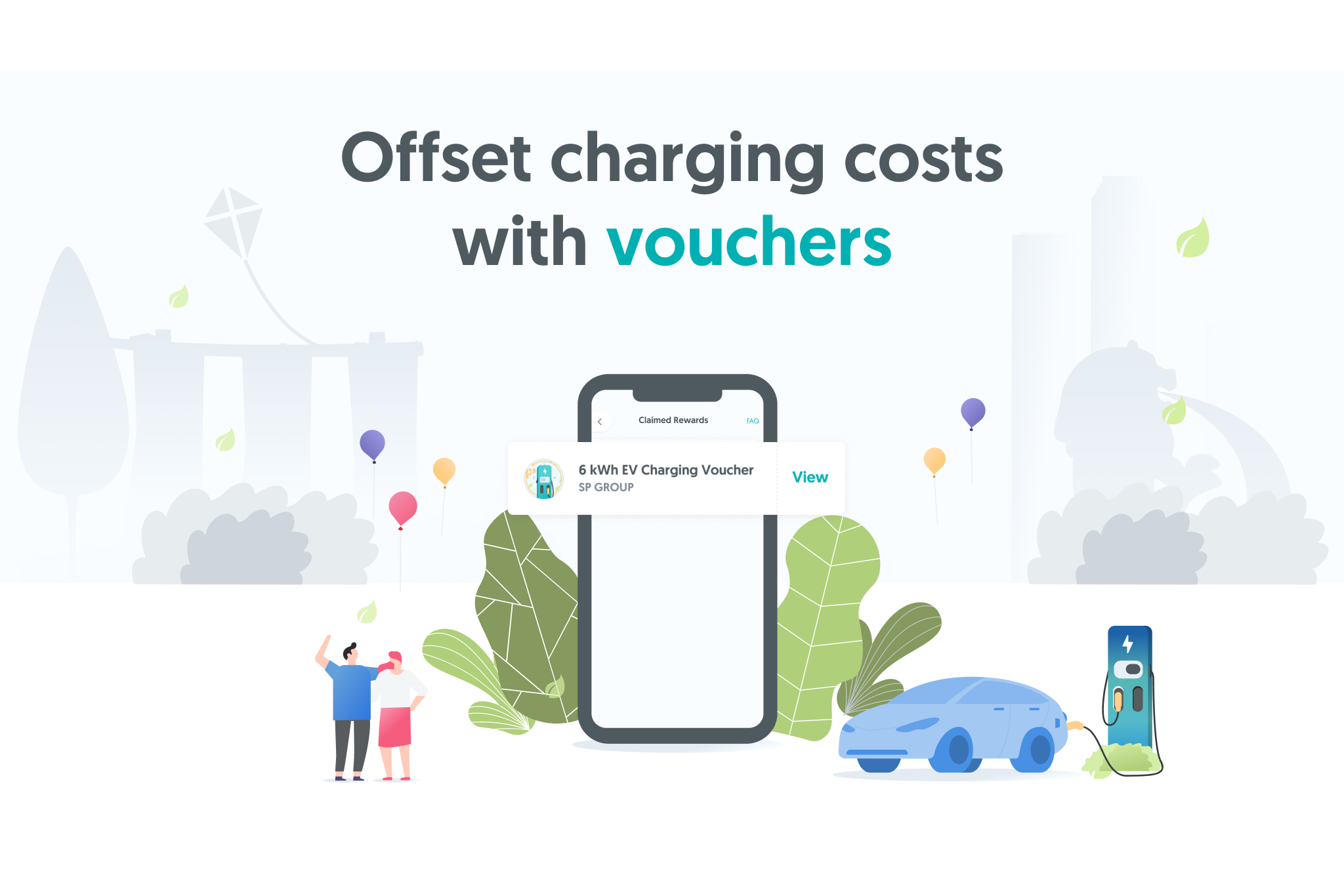 Register to receive, claim and use EV charging vouchers